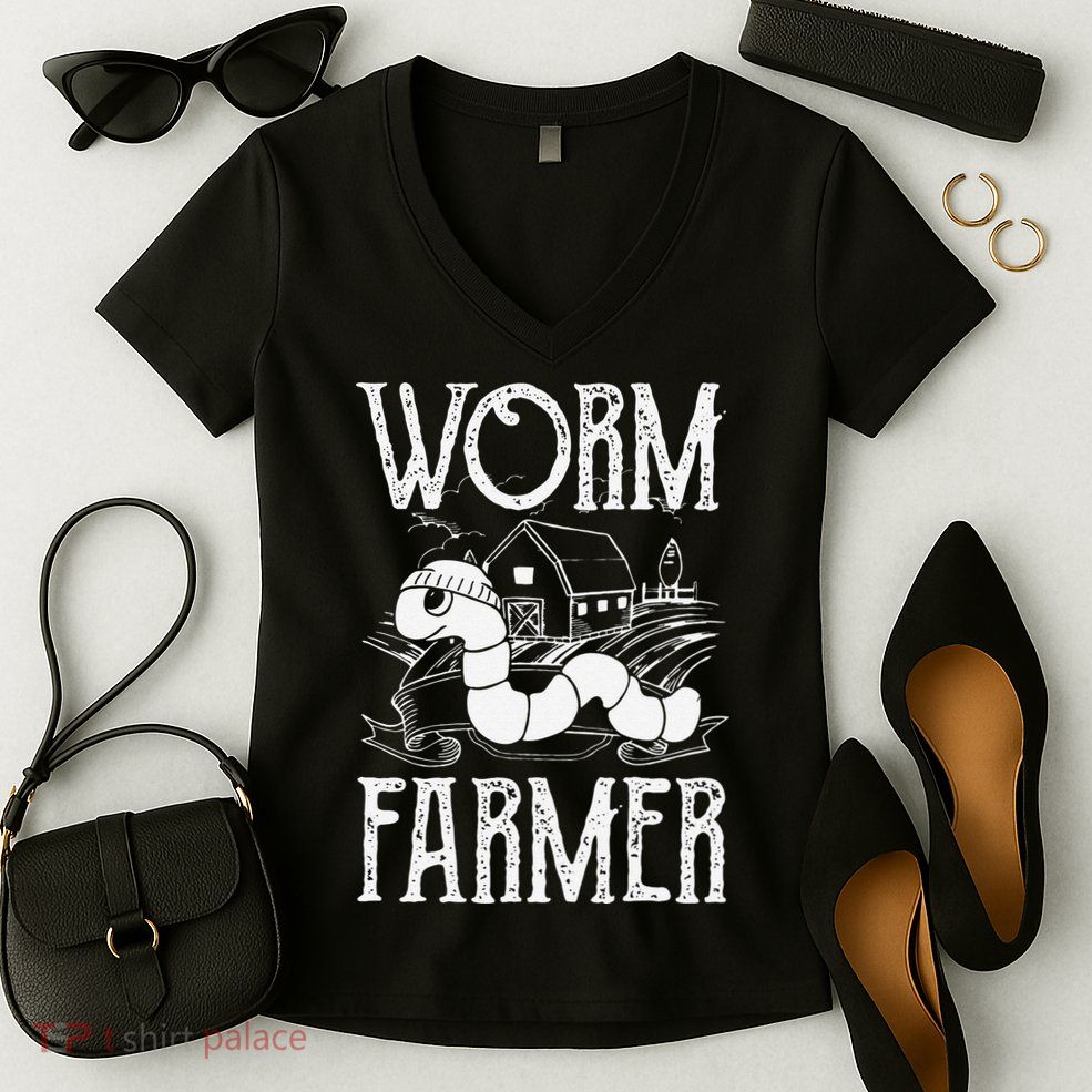 Worm Farmer Vermiculture Gardening funny Farming Women's V-Neck T-Shirt