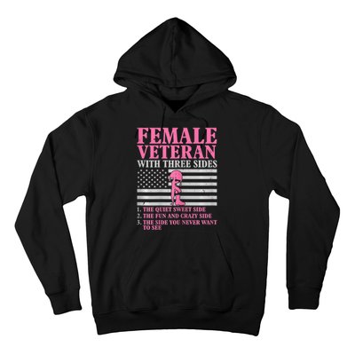 Womens Female Veteran With Three Sides Women Veteran Mother Grandma Hoodie