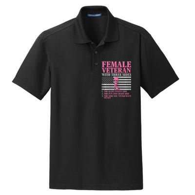 Womens Female Veteran With Three Sides Women Veteran Mother Grandma Dry Zone Grid Polo