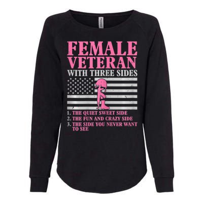 Womens Female Veteran With Three Sides Women Veteran Mother Grandma Womens California Wash Sweatshirt