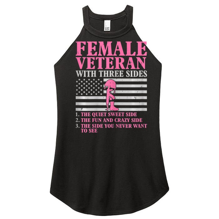 Womens Female Veteran With Three Sides Women Veteran Mother Grandma Women's Perfect Tri Rocker Tank