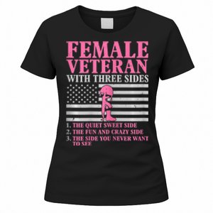 Womens Female Veteran With Three Sides Women Veteran Mother Grandma Women's T-Shirt