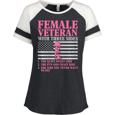 Womens Female Veteran With Three Sides Women Veteran Mother Grandma Enza Ladies Jersey Colorblock Tee