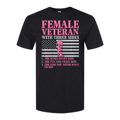 Womens Female Veteran With Three Sides Women Veteran Mother Grandma Softstyle® CVC T-Shirt