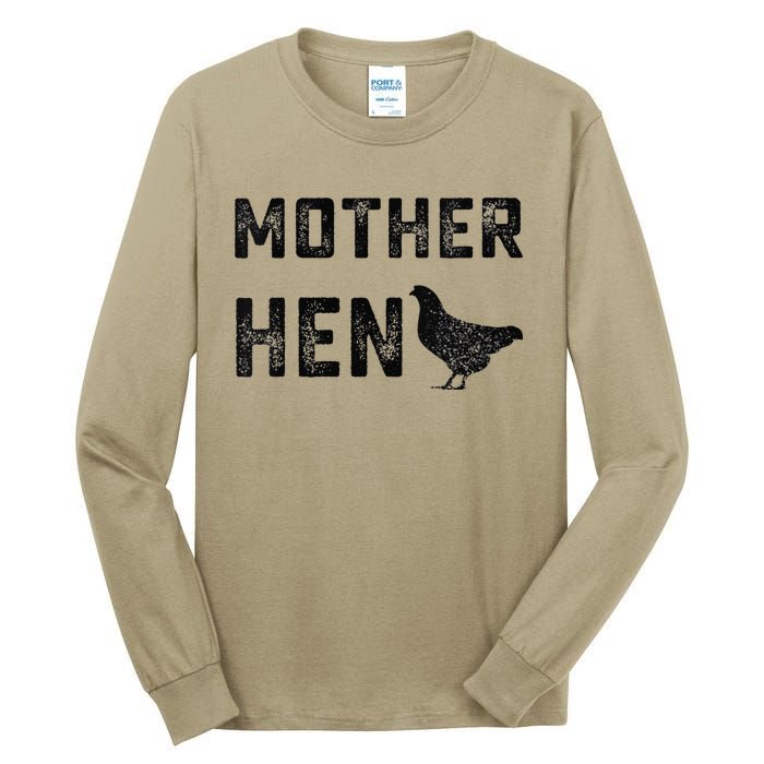 Women Funny Vintage Mother Hen Chicken Gift For Farm Mom Tall Long Sleeve T-Shirt