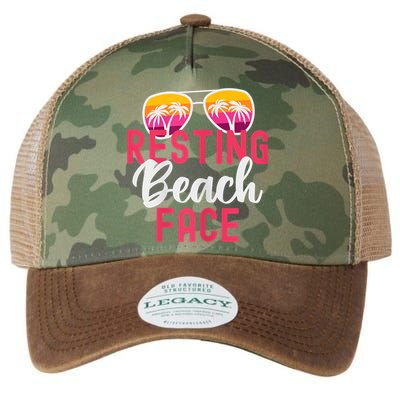 Womens Funny Vacation Girls Trip Girls Weekend Resting Beach Face Legacy Tie Dye Trucker Hat