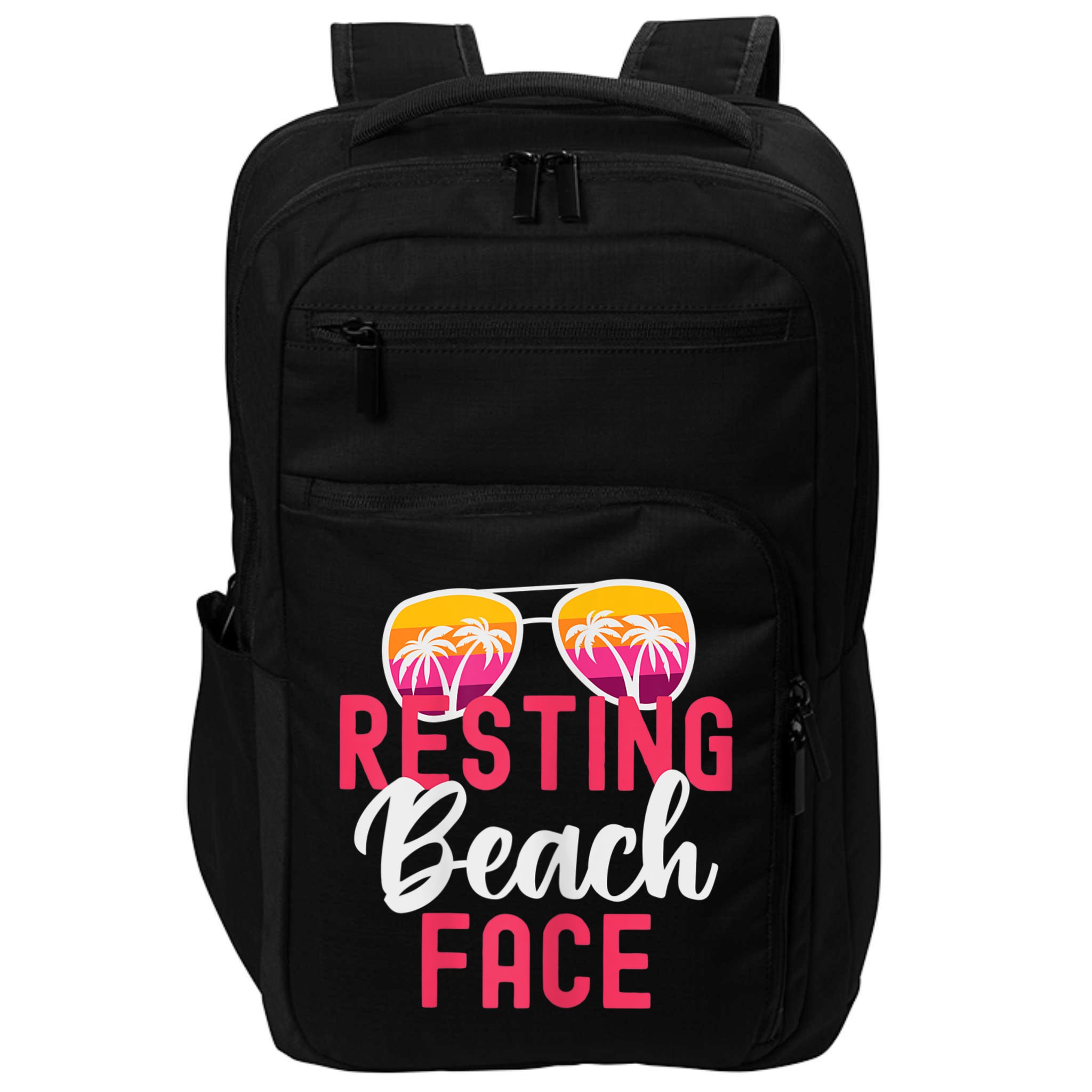 Womens Funny Vacation Girls Trip Girls Weekend Resting Beach Face Impact Tech Backpack