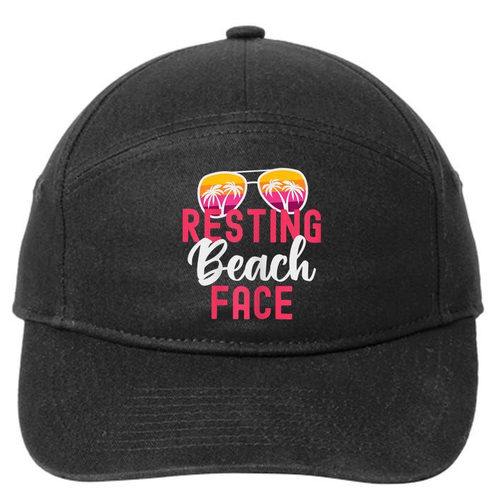 Womens Funny Vacation Girls Trip Girls Weekend Resting Beach Face 7-Panel Snapback Hat