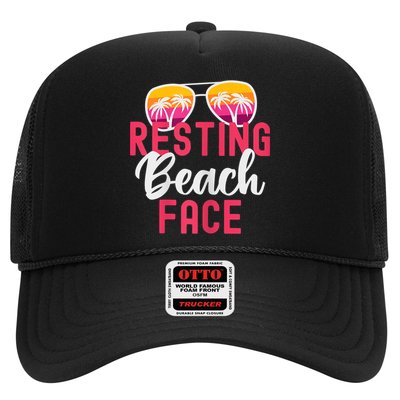 Womens Funny Vacation Girls Trip Girls Weekend Resting Beach Face Trucker Hat