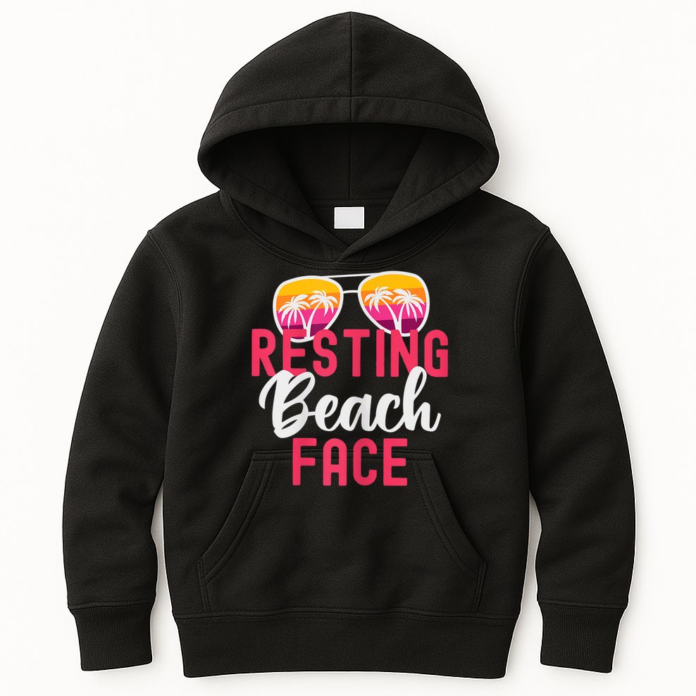 Womens Funny Vacation Girls Trip Girls Weekend Resting Beach Face Kids Hoodie