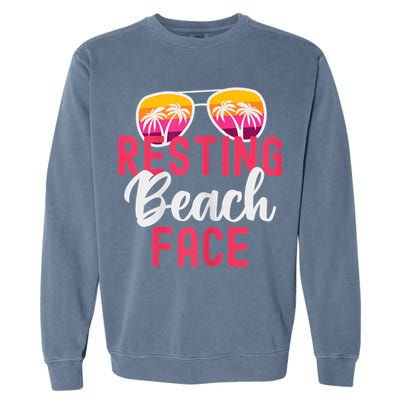Womens Funny Vacation Girls Trip Girls Weekend Resting Beach Face Garment-Dyed Sweatshirt