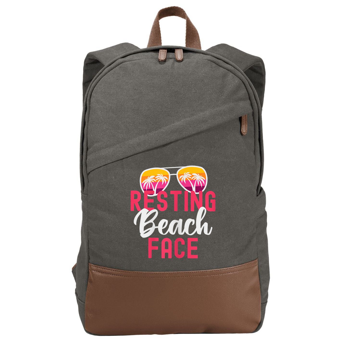 Womens Funny Vacation Girls Trip Girls Weekend Resting Beach Face Cotton Canvas Backpack