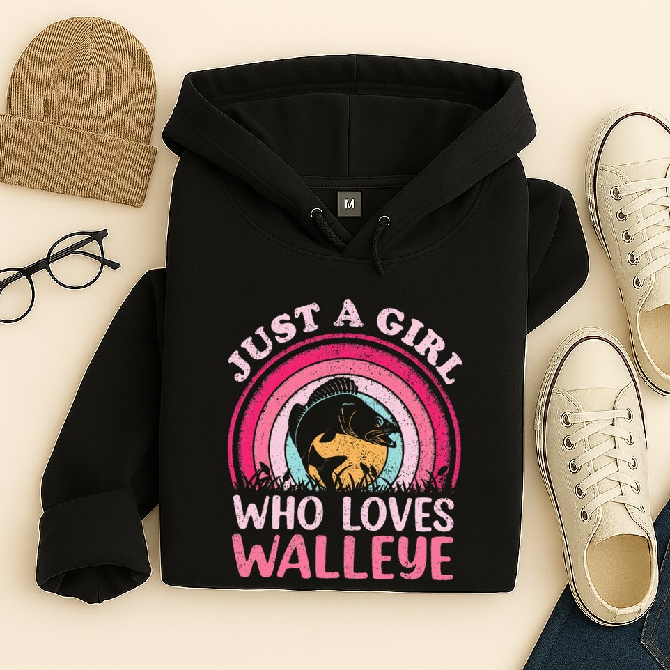 Walleye Fish Vintage Retro Just A Girl Who Loves Walleye Hoodie