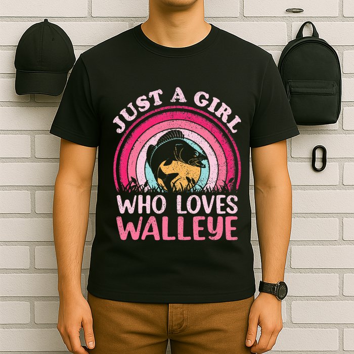 Walleye Fish Vintage Retro Just A Girl Who Loves Walleye T-Shirt