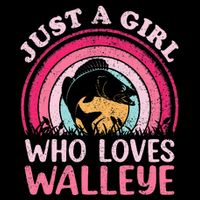 Walleye Fish Vintage Retro Just A Girl Who Loves Walleye T-Shirt