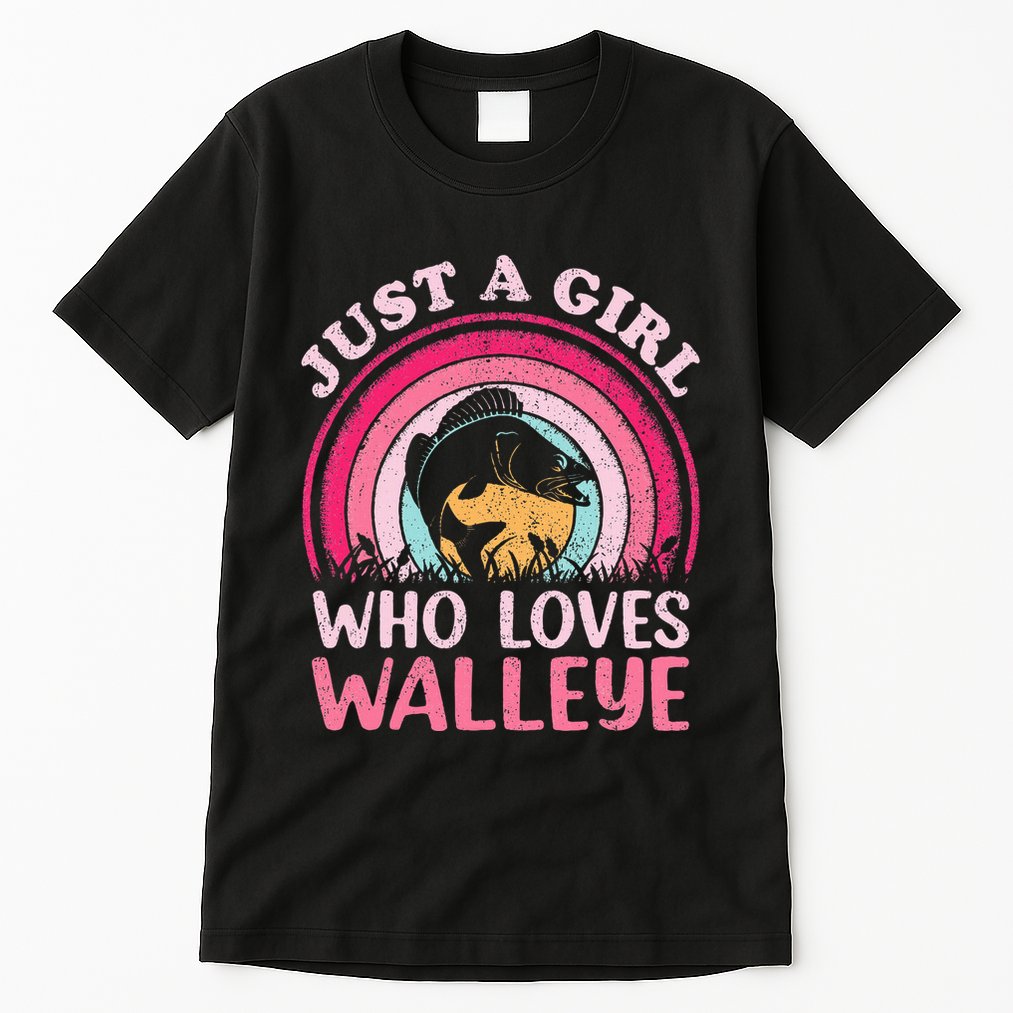 Walleye Fish Vintage Retro Just A Girl Who Loves Walleye Tall T-Shirt