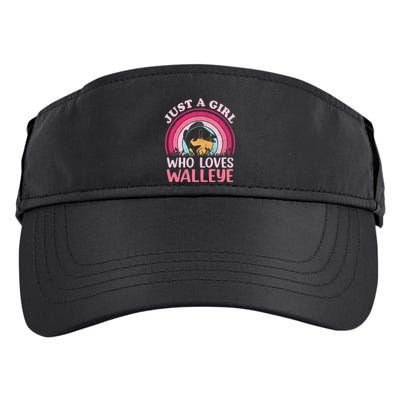 Walleye Fish Vintage Retro Just A Girl Who Loves Walleye Adult Drive Performance Visor