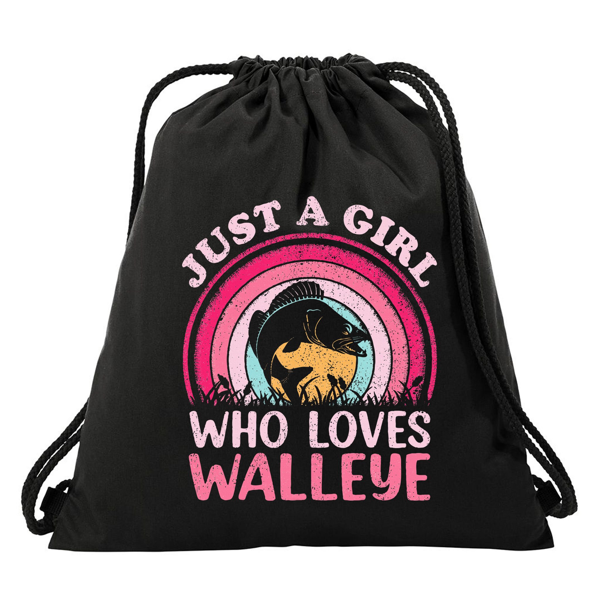 Walleye Fish Vintage Retro Just A Girl Who Loves Walleye Drawstring Bag