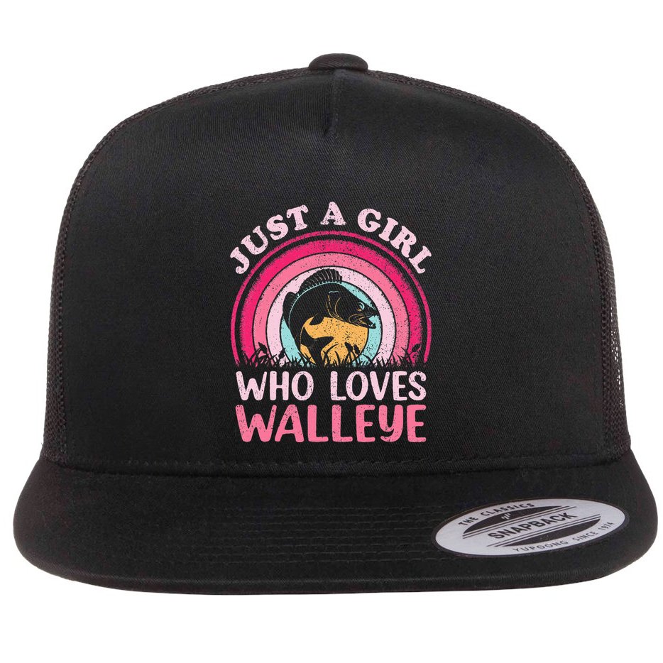 Walleye Fish Vintage Retro Just A Girl Who Loves Walleye Flat Bill Trucker Hat