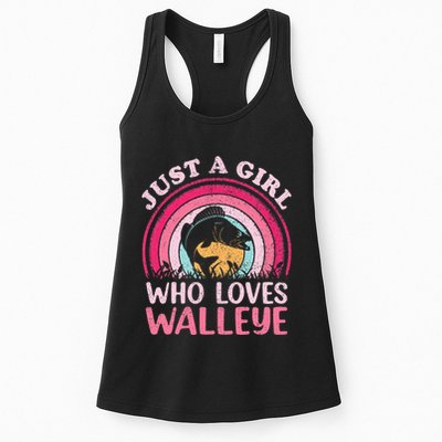 Walleye Fish Vintage Retro Just A Girl Who Loves Walleye Womens Tank Top