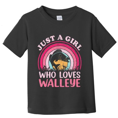 Walleye Fish Vintage Retro Just A Girl Who Loves Walleye Toddler T-Shirt
