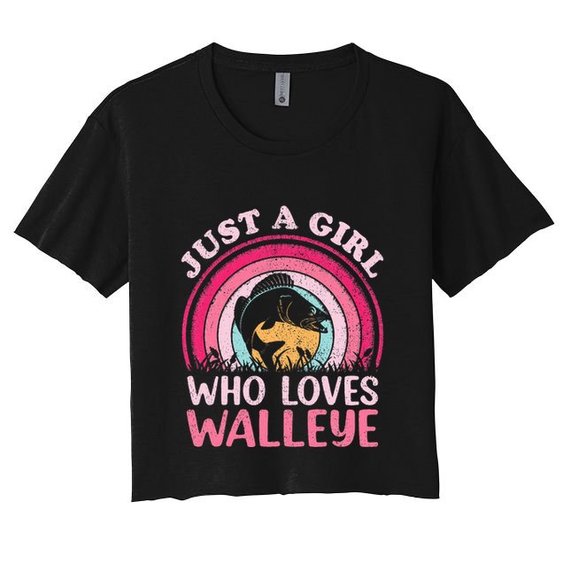 Walleye Fish Vintage Retro Just A Girl Who Loves Walleye Crop Top
