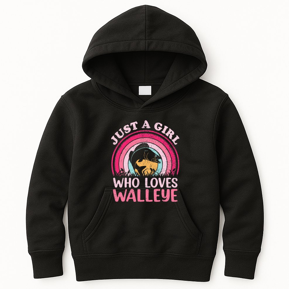 Walleye Fish Vintage Retro Just A Girl Who Loves Walleye Kids Hoodie