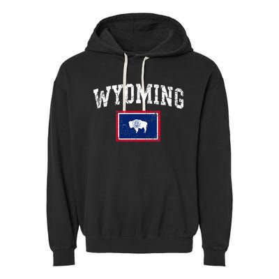 Wyoming Flag Vintage Fade Garment-Dyed Fleece Hoodie