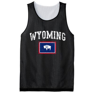 Wyoming Flag Vintage Fade Mesh Reversible Basketball Jersey Tank