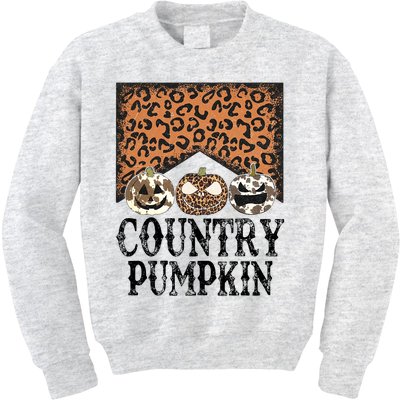 Western Fall Vibes Halloween Cow Cow Howdy Pumpkin Kids Sweatshirt