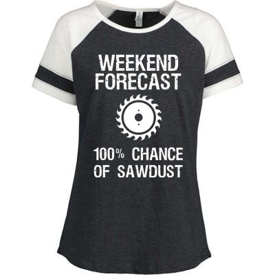 Woodworking Funny Weekend Forecast Sawdust Enza Ladies Jersey Colorblock Tee