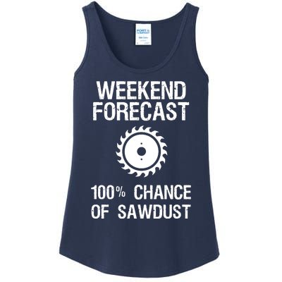 Woodworking Funny Weekend Forecast Sawdust Ladies Essential Tank