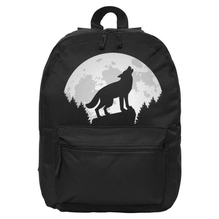 Wolf Forest Wildlife Wild Animal Wilderness Wolves Moon 16 in Basic Backpack