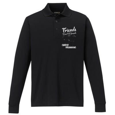 Womens Friends Workout Fitness Cardio Drumming Performance Long Sleeve Polo