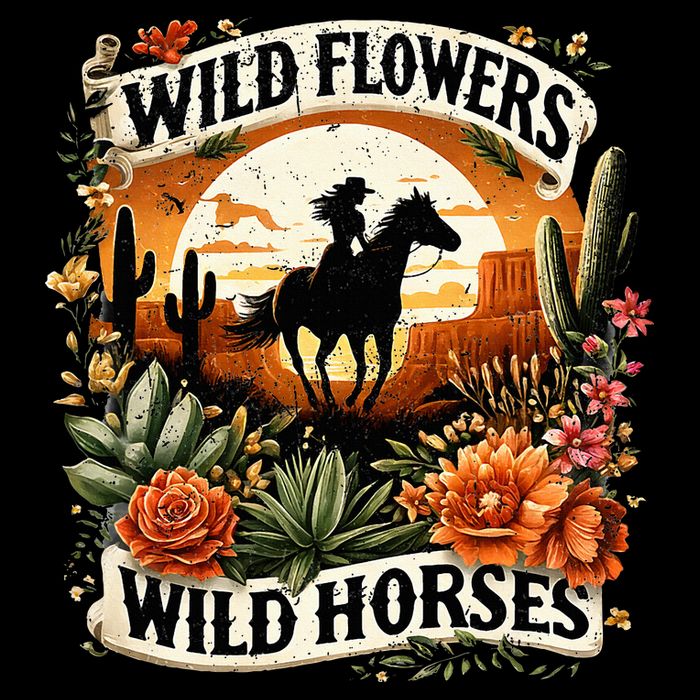 Wild Flowers Wild Horses Southern Cowgirl Riding Horse Doggie Tank