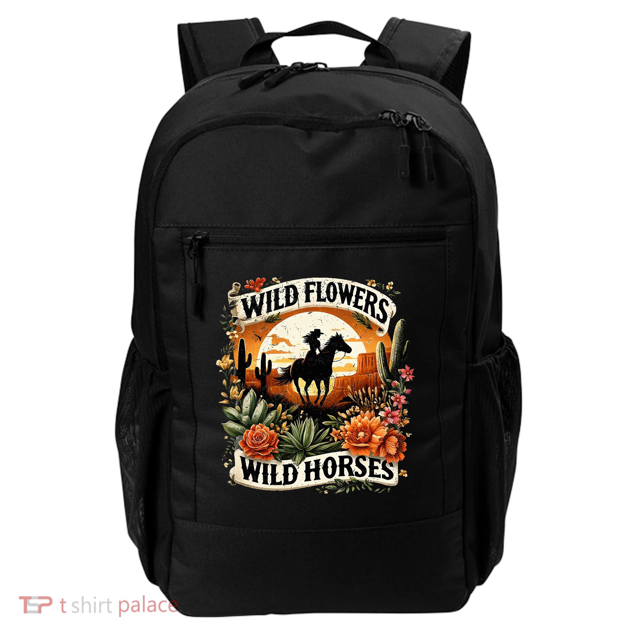 Wild Flowers Wild Horses Southern Cowgirl Riding Horse Backpack