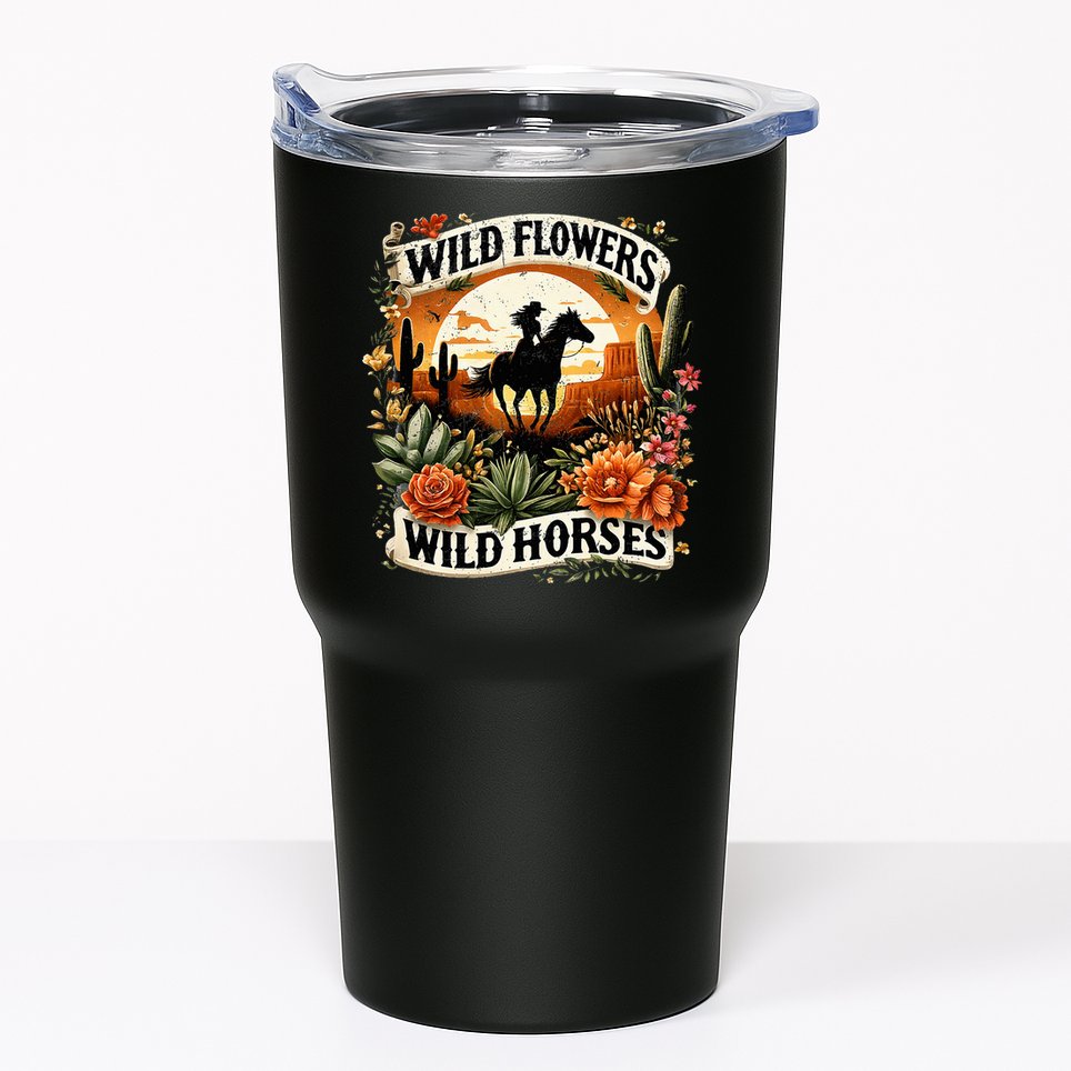 Wild Flowers Wild Horses Southern Cowgirl Riding Horse Tumbler