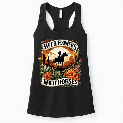 Wild Flowers Wild Horses Southern Cowgirl Riding Horse Womens Tank Top