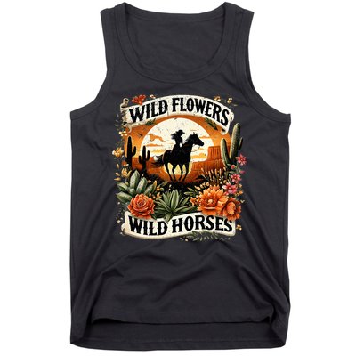Wild Flowers Wild Horses Southern Cowgirl Riding Horse Tank Top