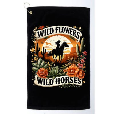Wild Flowers Wild Horses Southern Cowgirl Riding Horse Golf Towel