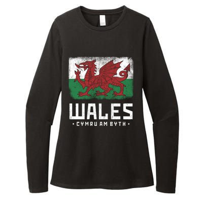 Wales Flag Welsh Dragon Banner Cymru Am Byth Welsh Gift Womens CVC Long Sleeve Shirt