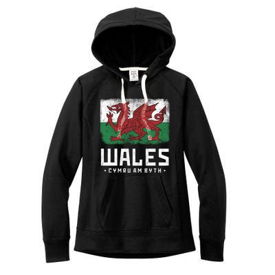 Wales Flag Welsh Dragon Banner Cymru Am Byth Welsh Gift Women's Fleece Hoodie