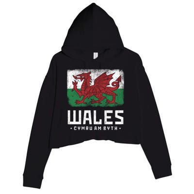 Wales Flag Welsh Dragon Banner Cymru Am Byth Welsh Gift Crop Fleece Hoodie