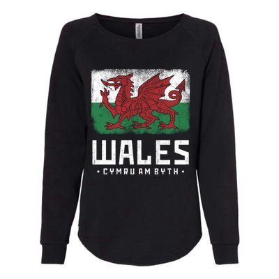 Wales Flag Welsh Dragon Banner Cymru Am Byth Welsh Gift Womens California Wash Sweatshirt