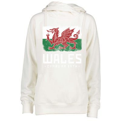 Wales Flag Welsh Dragon Banner Cymru Am Byth Welsh Gift Womens Funnel Neck Pullover Hood