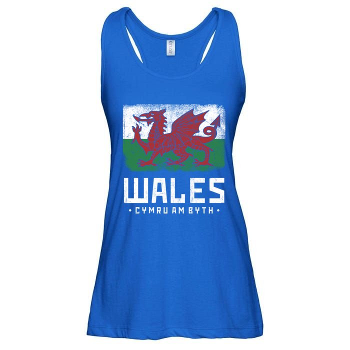 Wales Flag Welsh Dragon Banner Cymru Am Byth Welsh Gift Ladies Essential Flowy Tank