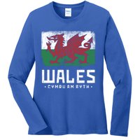 Wales Flag Welsh Dragon Banner Cymru Am Byth Welsh Gift Ladies Long Sleeve Shirt