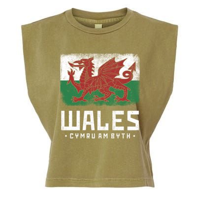 Wales Flag Welsh Dragon Banner Cymru Am Byth Welsh Gift Garment-Dyed Women's Muscle Tee