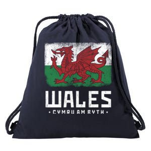 Wales Flag Welsh Dragon Banner Cymru Am Byth Welsh Gift Drawstring Bag