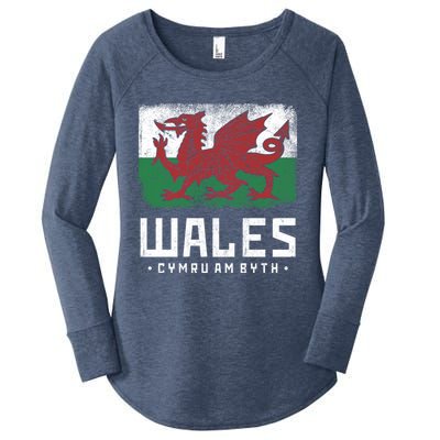 Wales Flag Welsh Dragon Banner Cymru Am Byth Welsh Gift Women's Perfect Tri Tunic Long Sleeve Shirt